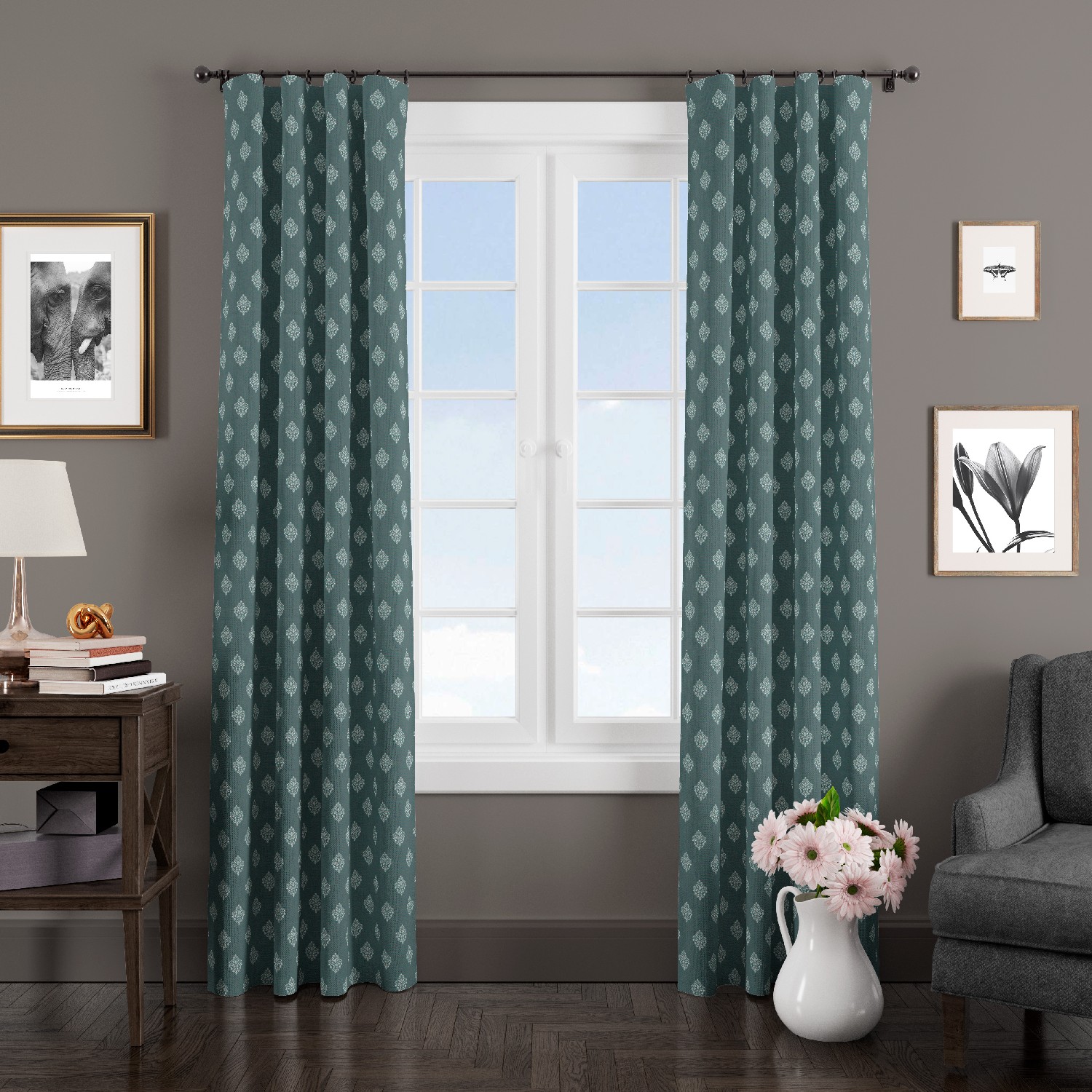 

Штора классическая Eleganta ena662882 150x270 см синий 662882, Жаккард