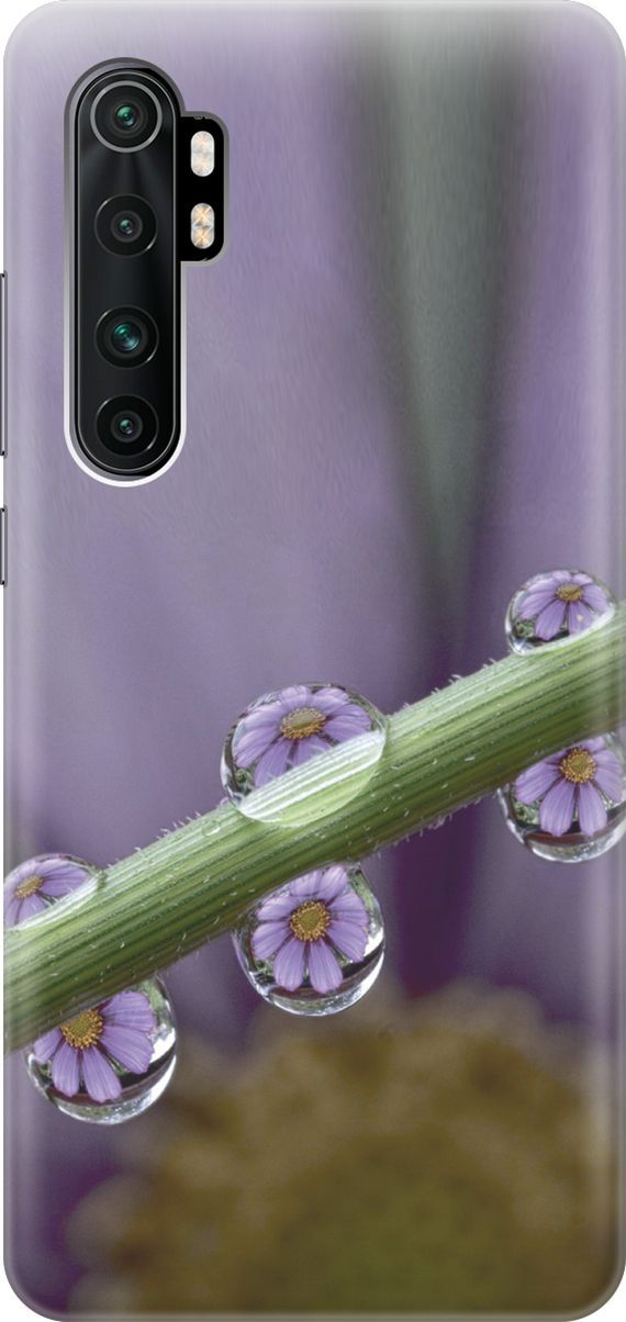 

Чехол на Xiaomi Mi Note 10 Lite "Сиреневые цветы в каплях", Зеленый;фиолетовый, 3550