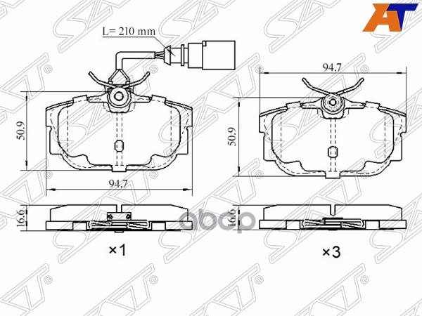 

Колодки Тормозные Зад С Датчиком Volksvagen Transporter 90-03 1Шт Sat St-28-0030