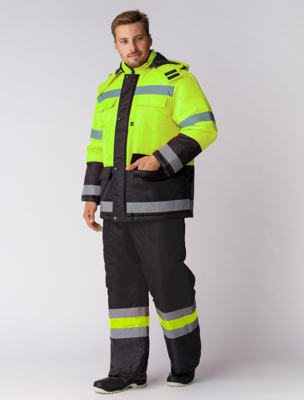 

Костюм рабочий мужской Факел ДОРОЖНИК желтый 52-54/182-188 RU, ДОРОЖНИК