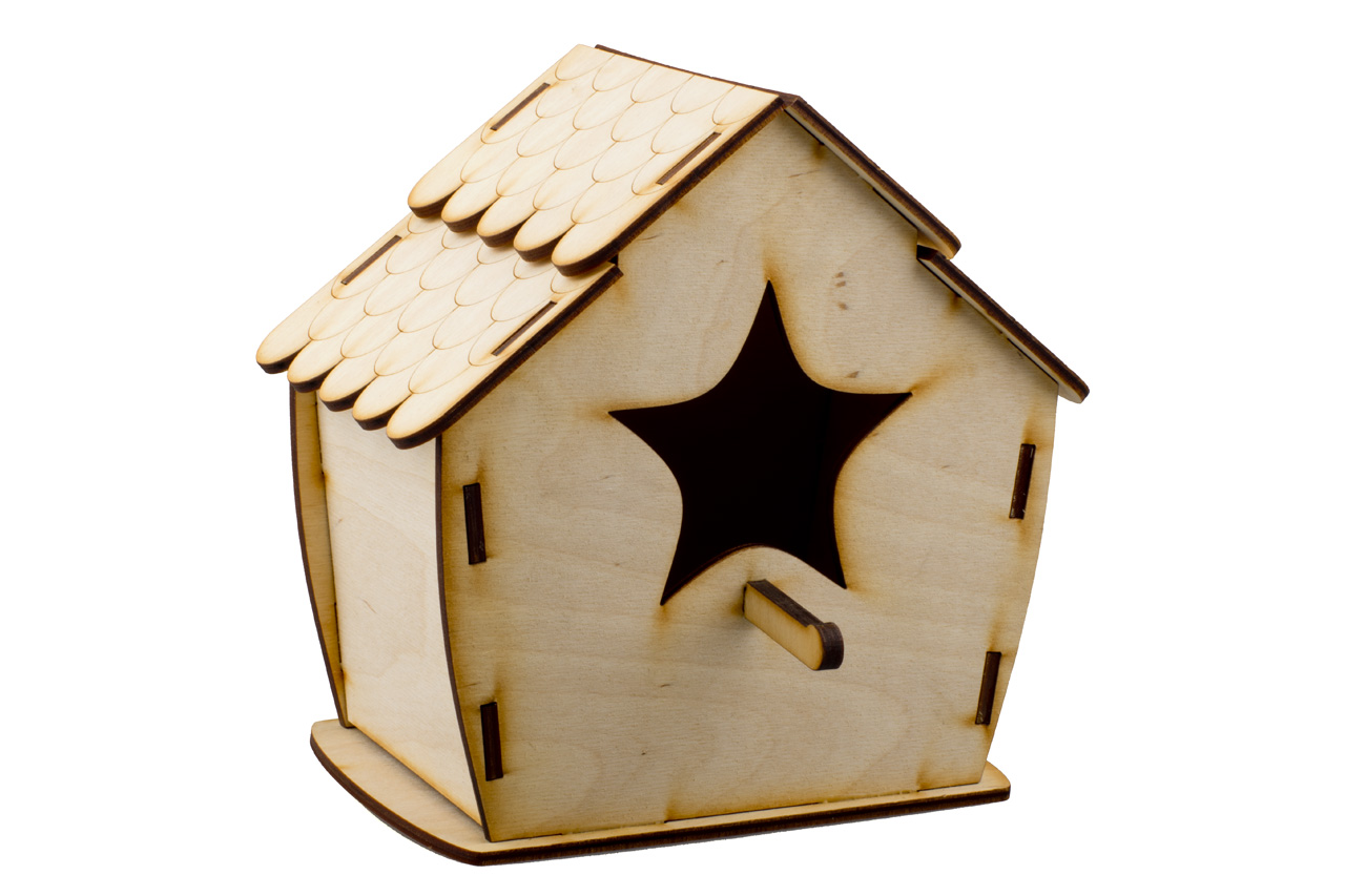 Домик для маленьких птиц ВАКА, деревянный Со звездой