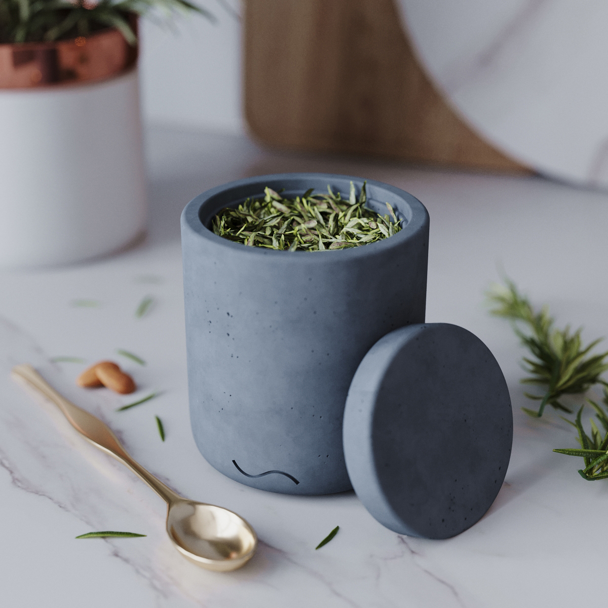 

Банка, ёмкость для хранения ,Astrid S Matte, 0,27 л, с крышкой, бетон, графитовая матовая.