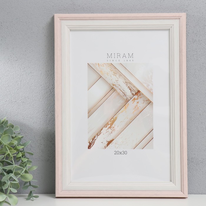

MIRAM Фоторамка пластик "МИРАМ" 20х30 см, 653190-8 (пластиковый экран), Белый;розовый