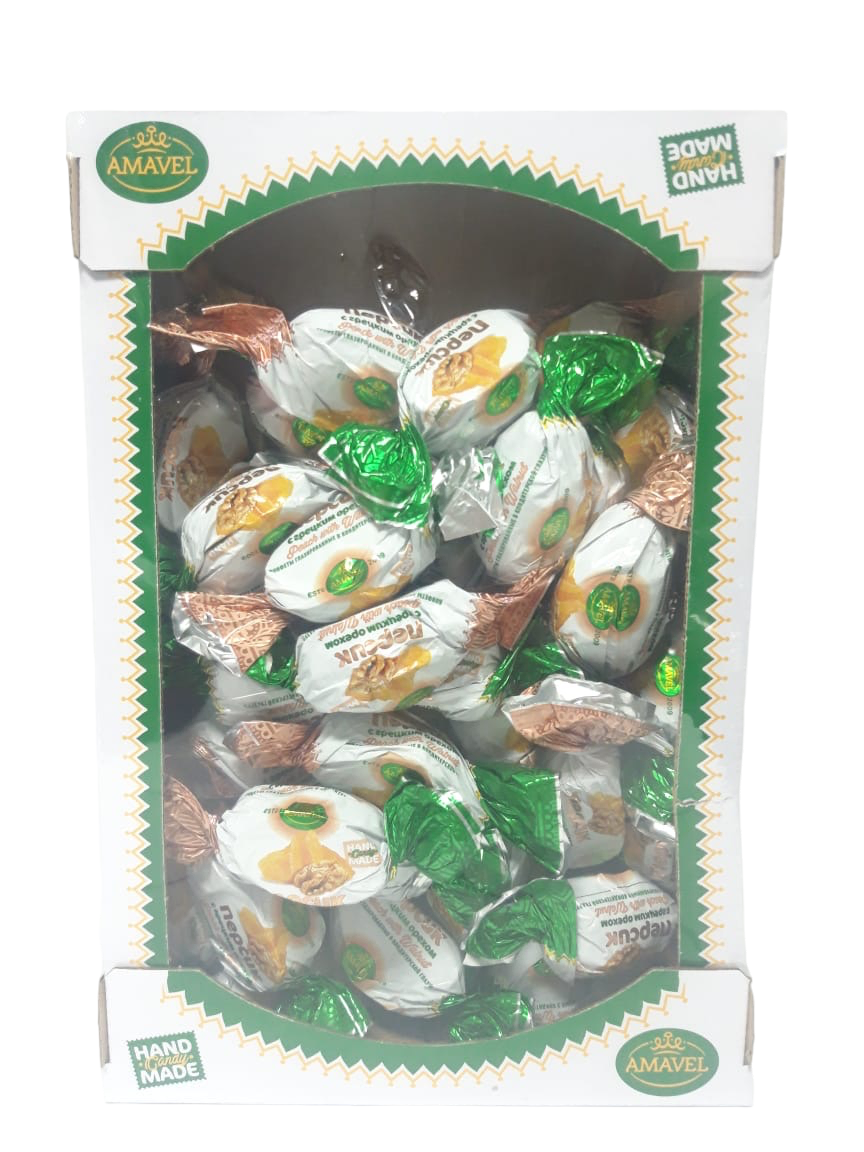 Конфеты Amavel Персик с грецким орехом глазированные, сухофрукты в шоколаде, 1 кг