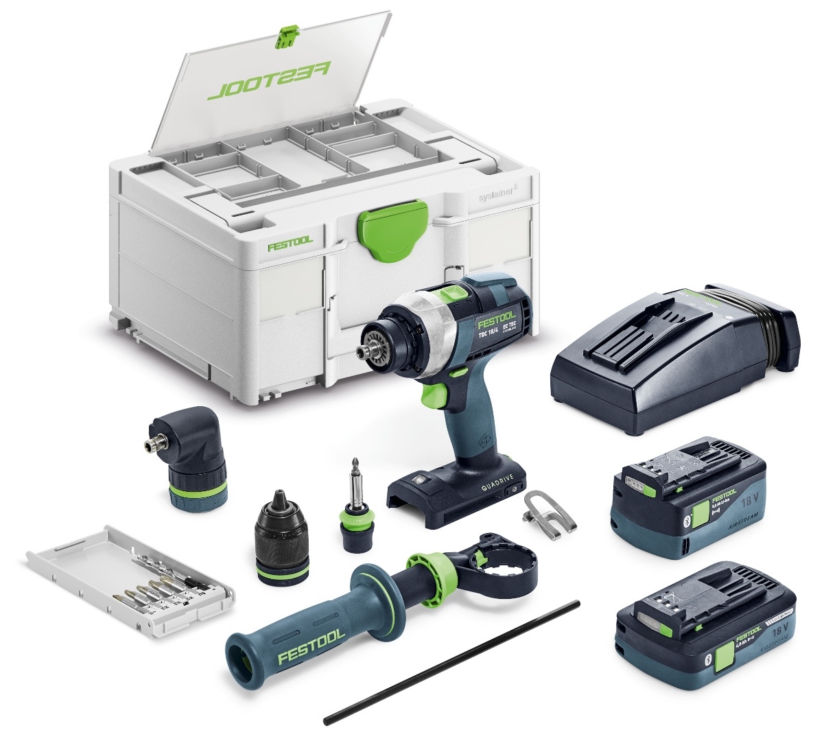 Аккумуляторная безударная дрель-шуруповорт Festool QUADRIVE TDC 184 5040 I-Set 577612 121000₽