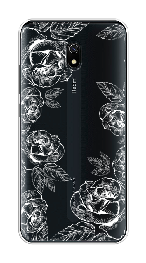 

Чехол на Xiaomi Redmi 8A "Розы графика", Черный;серый, 37250-2