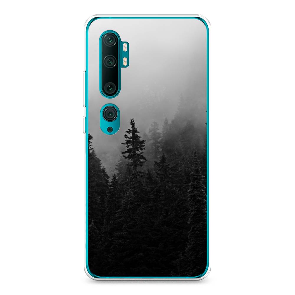 

Чехол на Xiaomi Mi Note 10"Туманный лес", Серый;черный, 37350-2