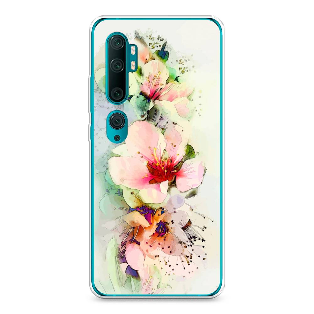 

Чехол на Xiaomi Mi Note 10"Нежные цветы", Зеленый;розовый, 37350-2