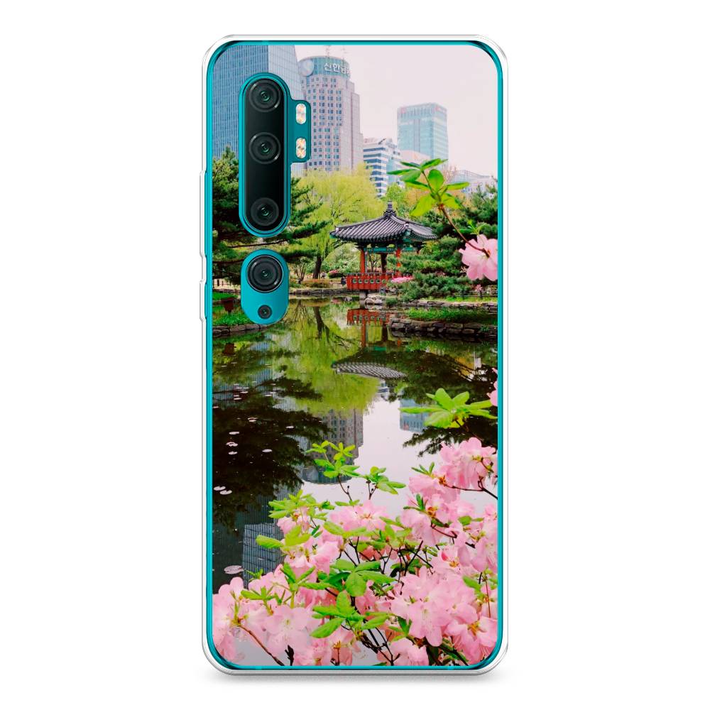 

Чехол на Xiaomi Mi Note 10"Сакура возле озера", Зеленый;розовый;голубой, 37350-2