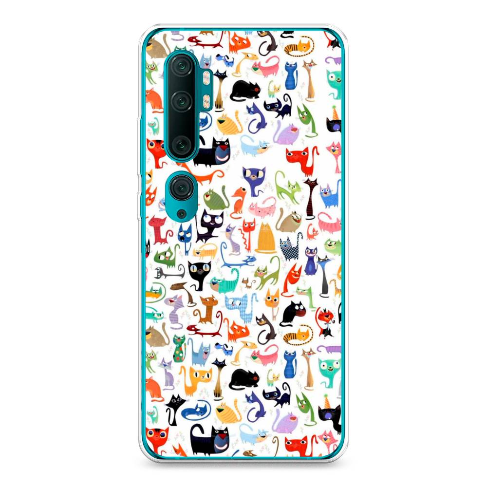 

Чехол на Xiaomi Mi Note 10"Цветные коты", Разноцветный, 37350-1