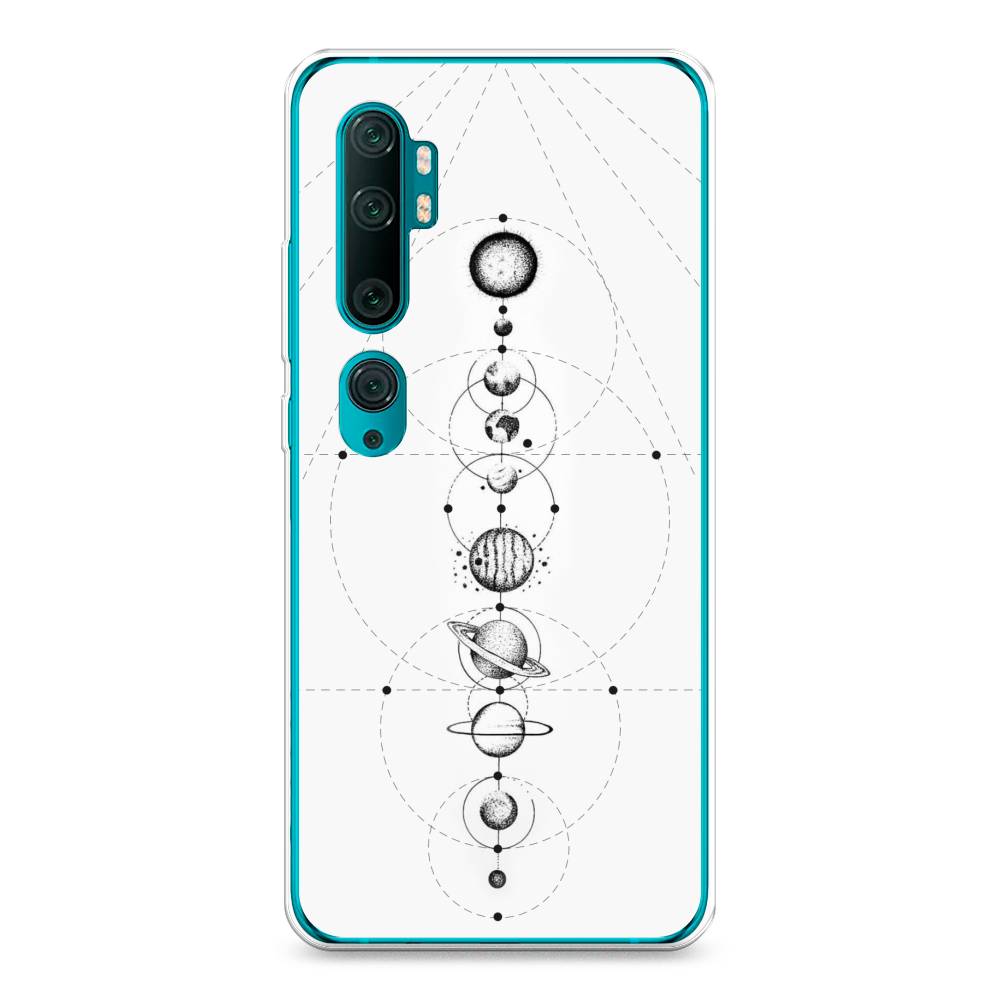 

Чехол на Xiaomi Mi Note 10"Парад планет", Серый, 37350-2