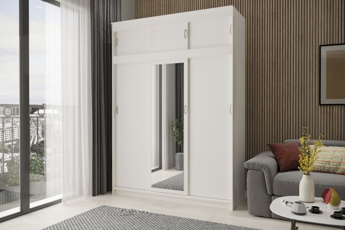 

Шкаф-купе Миллениум-3 с антресолью Белый с зеркалом трёхдверный 190х240х50 Мегамебель