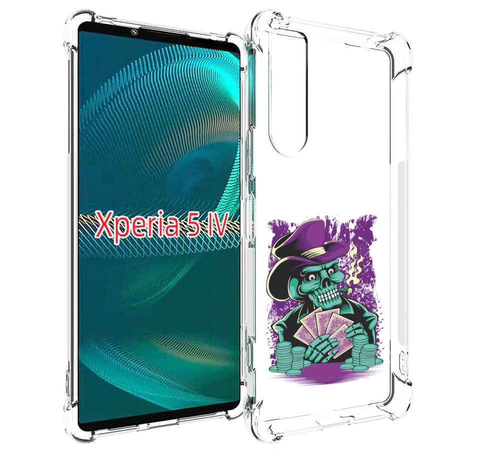 

Чехол MyPads зеленый череп с картами для Sony Xperia 5 IV (5-4), Прозрачный, Tocco