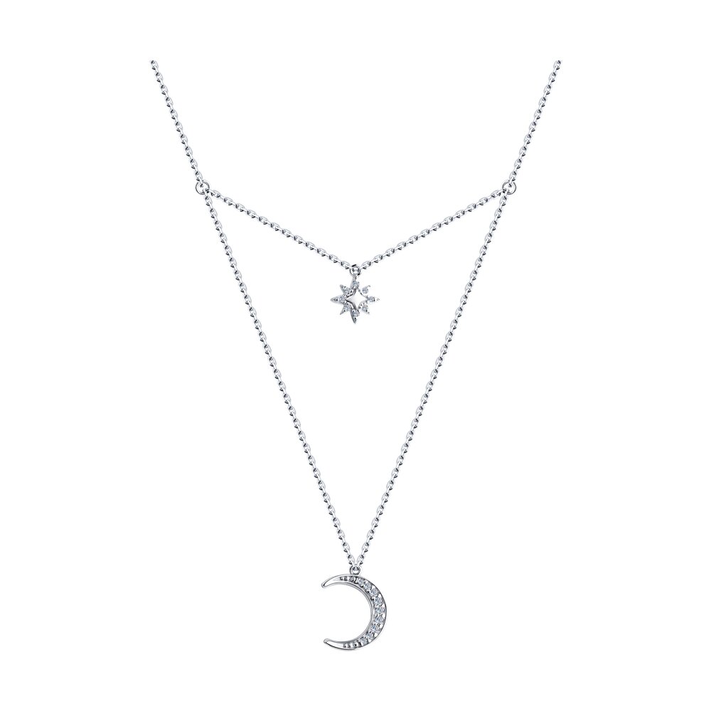 

Колье из серебра 40 см SOKOLOV 94070345-9, фианит, 94070345-9