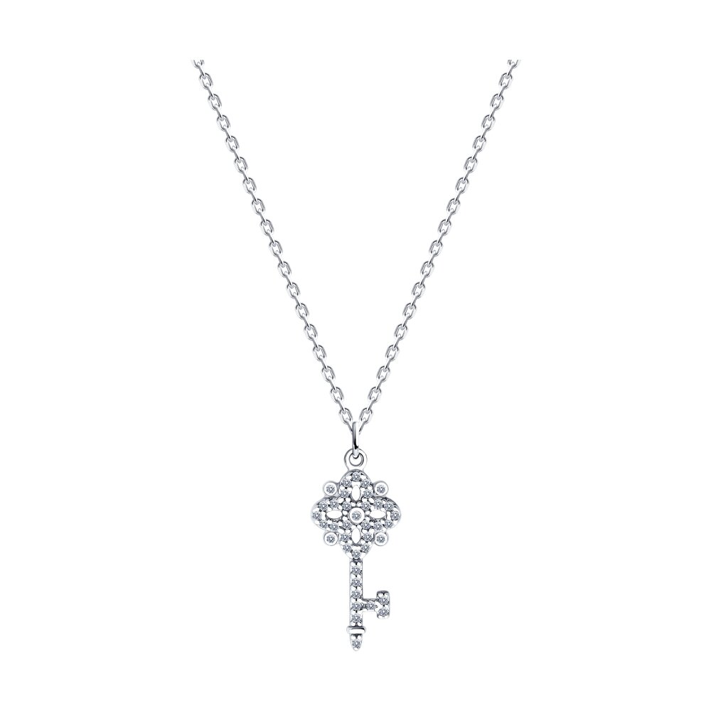 

Колье из серебра 40-45 см SOKOLOV 94070791-9, фианит, 94070791-9