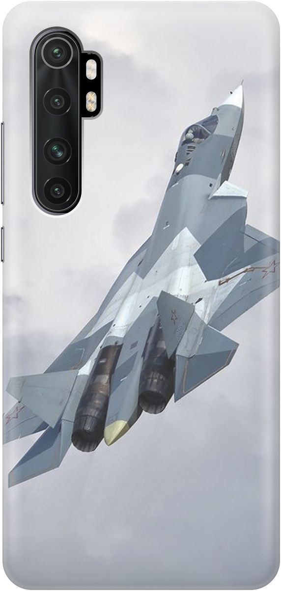 

Чехол на Xiaomi Mi Note 10 Lite "Боевой самолет", Белый;голубой, 4346