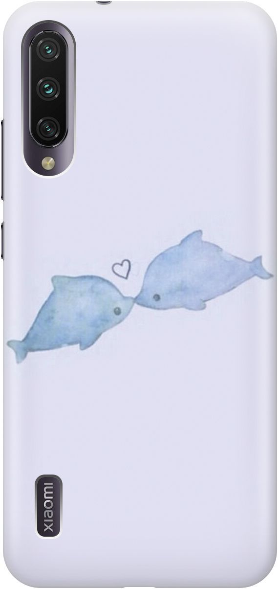 

Силиконовый чехол на Xiaomi Mi A3 "Дельфинчики", Голубой;синий, 4116