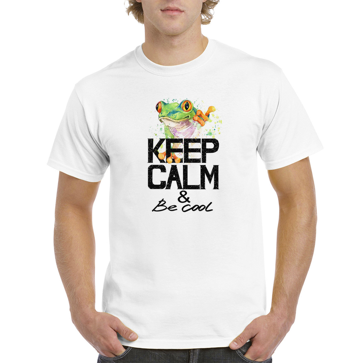 фото Футболка унисекс coolpodarok краски. keep calm and be cool. лягушка белая 50 ru