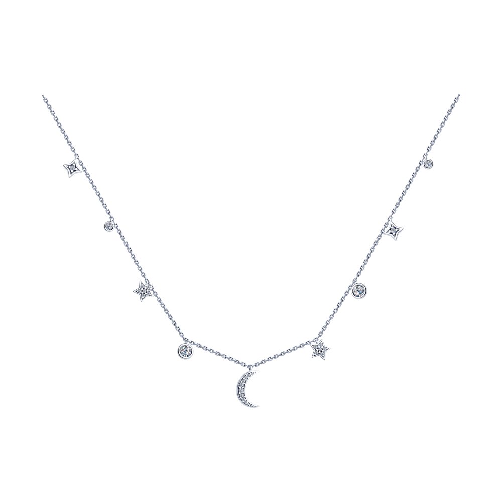 

Колье из серебра 40 см SOKOLOV 94070271-9, фианит, 94070271-9