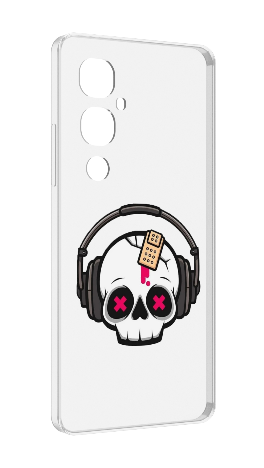 

Чехол MyPads черепок в наушниках для Tecno Pova 4 Pro, Прозрачный, Tocco