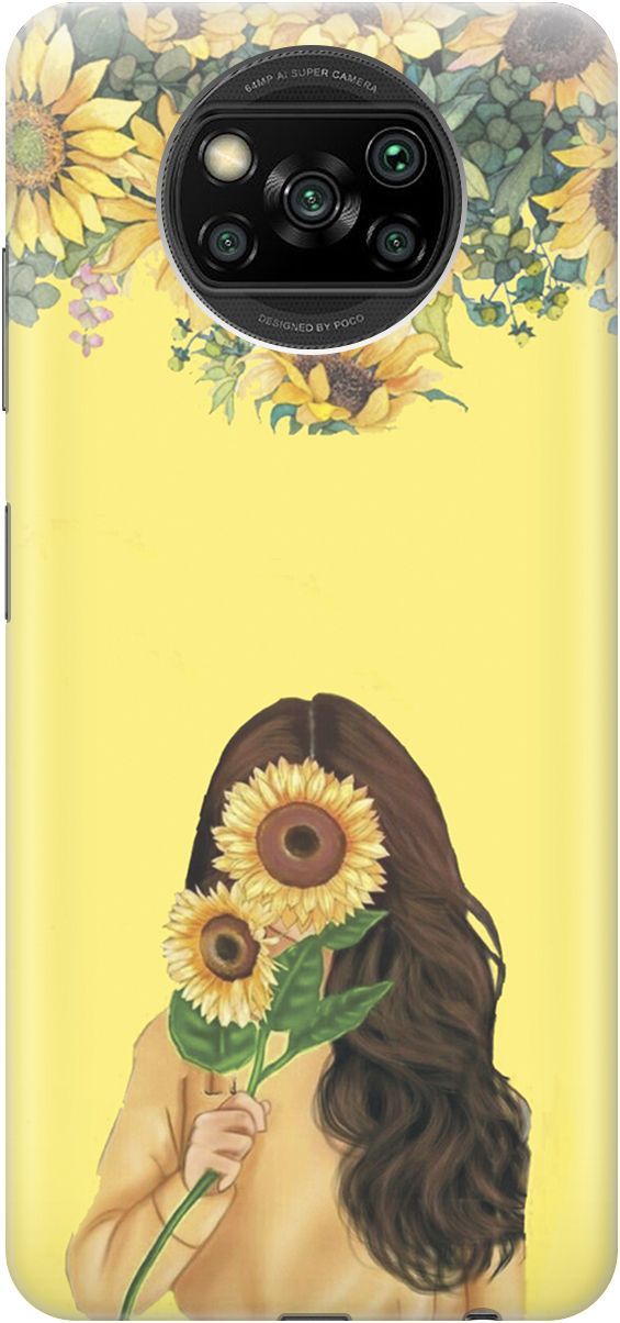 

Чехол на Xiaomi Poco X3 "Девушка и подсолнухи", Желтый;оранжевый, 4759