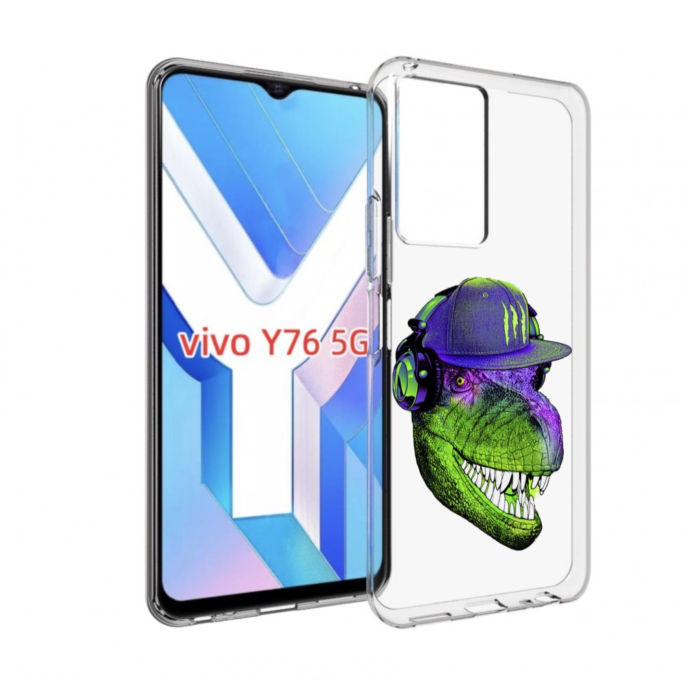 Чехол MyPads Динозавр в кепке для Vivo Y76 5G