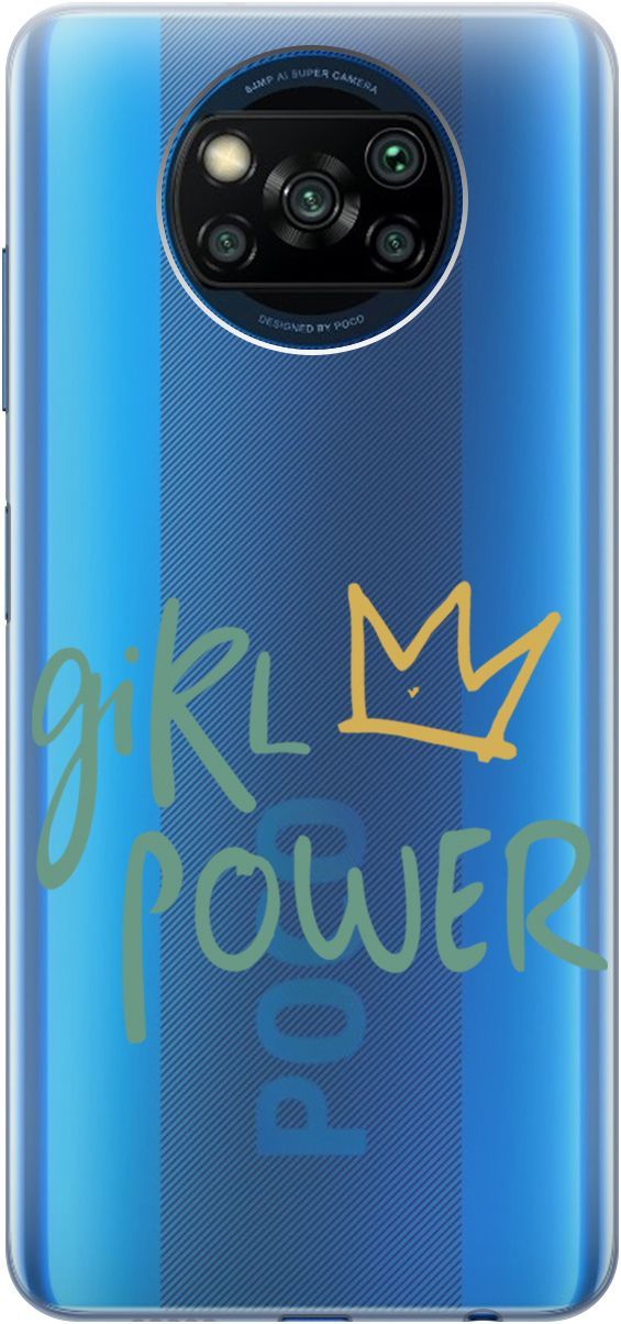 

Чехол на Xiaomi Poco X3 "Girl Power!" прозрачный, Прозрачный;зеленый, 1831