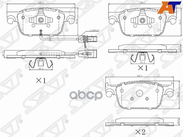

Колодки Тормозные Перед С Датчиком Износа Audi A4 15-/A5/S5 16- Sat St280057 St-28-0057