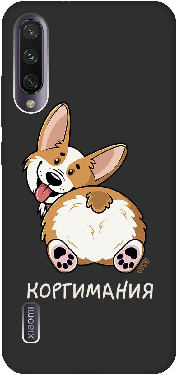 

Матовый чехол на Xiaomi Mi A3 "CorgiMania" черный, Черный;бежевый, 2602