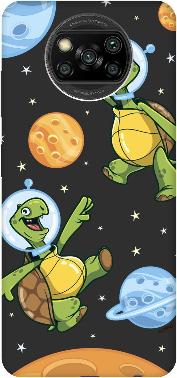 

Чехол на Xiaomi Poco X3 "CosmoTurtles" черный, Черный;бежевый, 2609