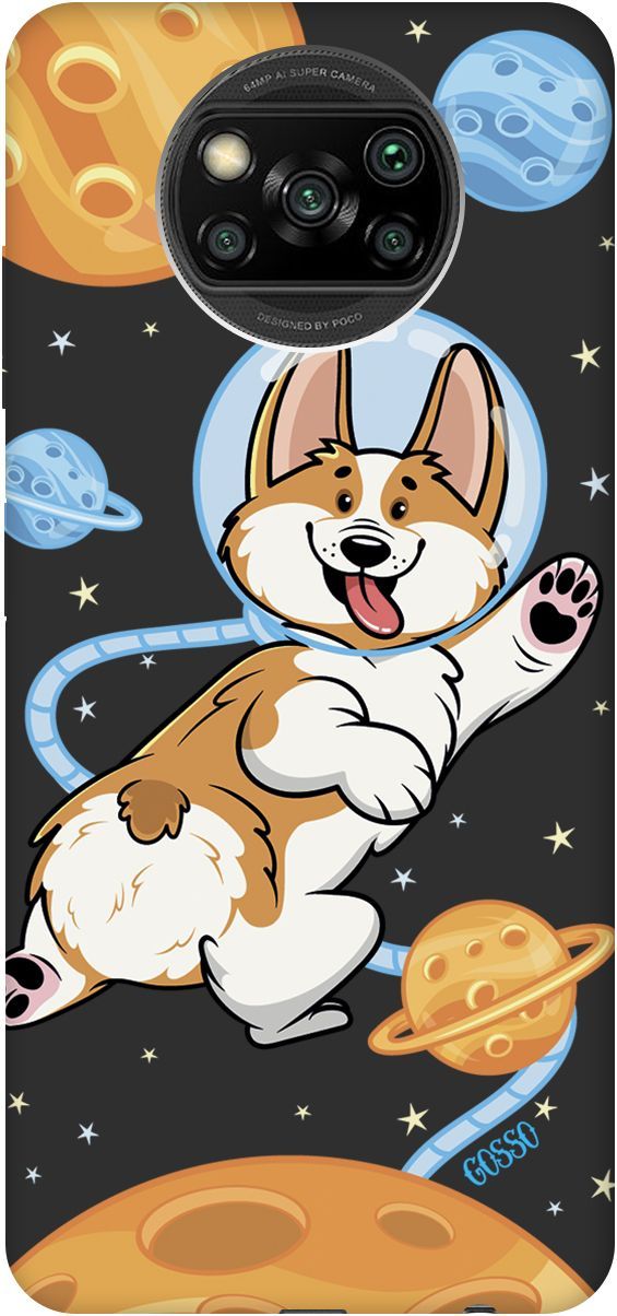 

Чехол на Xiaomi Poco X3 "CosmoCorgi" черный, Черный;коричневый, 2609