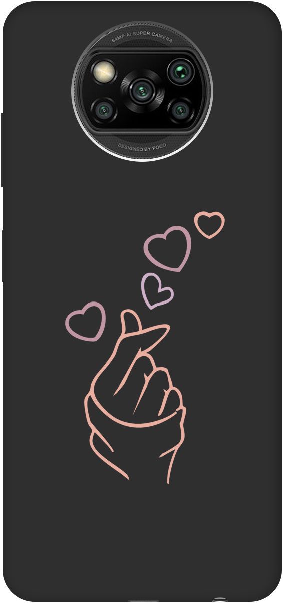 

Чехол на Xiaomi Poco X3 "K-Heart" черный, Черный;розовый, 2609