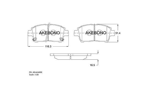 

Тормозные колодки Akebono дисковые an634wk
