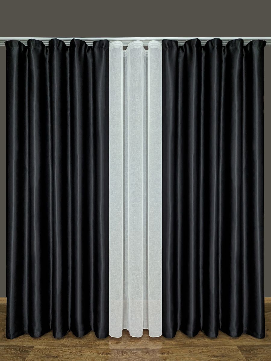 

Комплект штор A&H 150x230 см на шторной ленте, 2 шт, BLACK-2