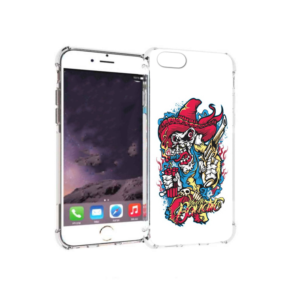 

Чехол MyPads Tocco для Apple iPhone 6 нарисованный скелет с писталетом (PT54043.605.513), Прозрачный, Tocco