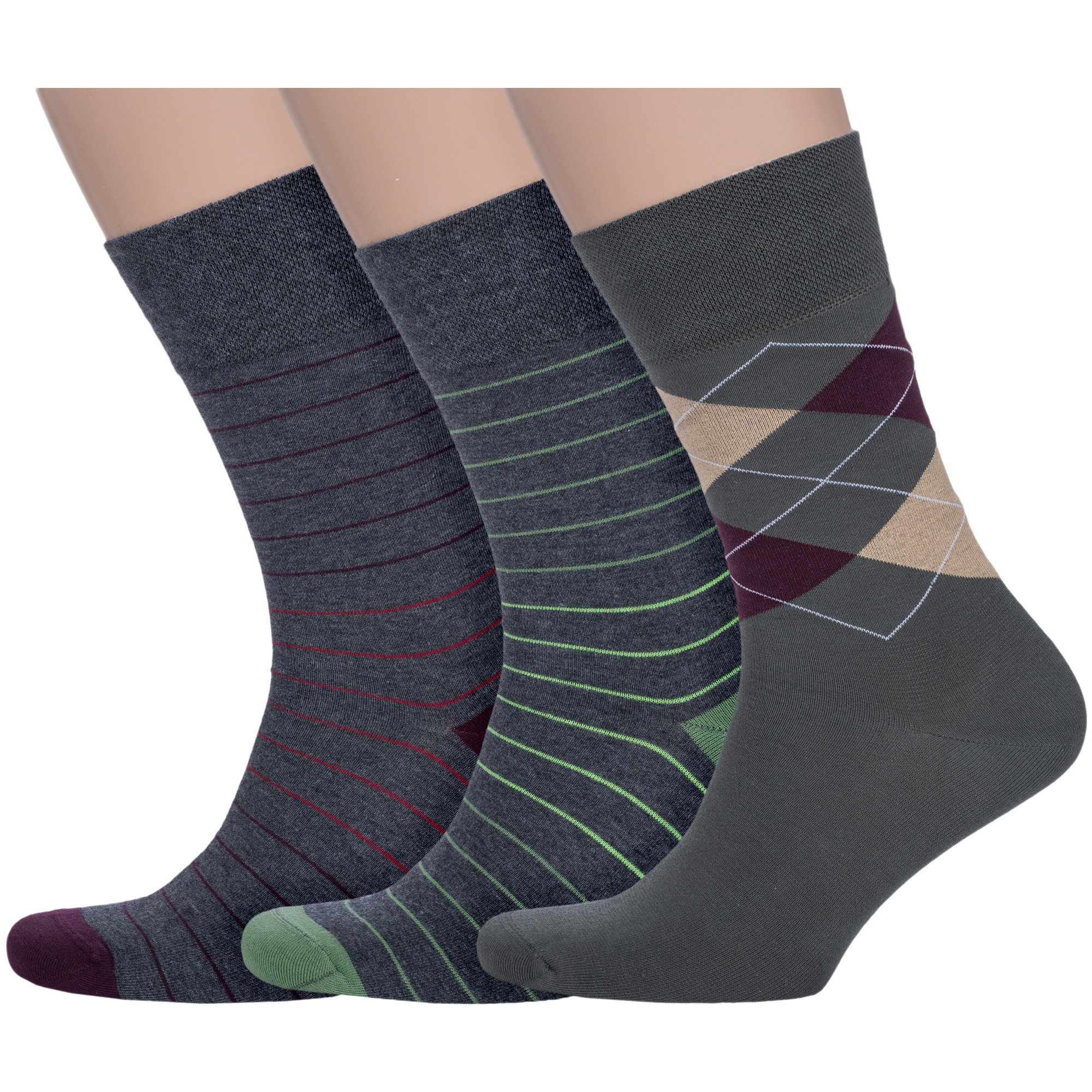 Комплект носков мужских АКОС 3-FM41010 разноцветных 25-27