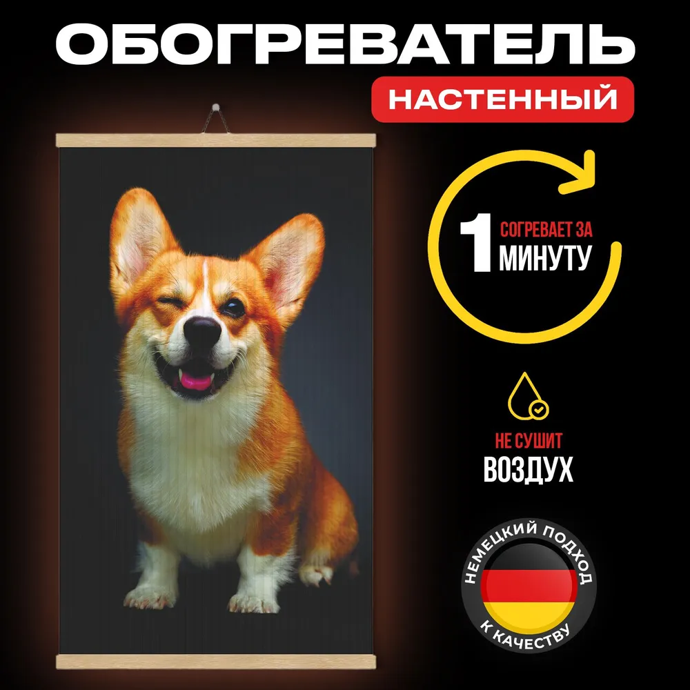 фото Гибкий обогреватель инфракрасный totmart корги настенный 60х105 см