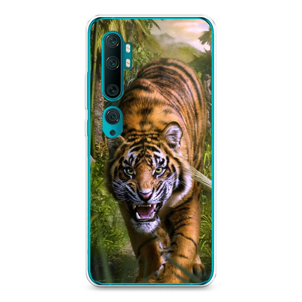 

Чехол на Xiaomi Mi Note 10"Тигр в джунглях 2", Оранжевый;зеленый, 37350-1