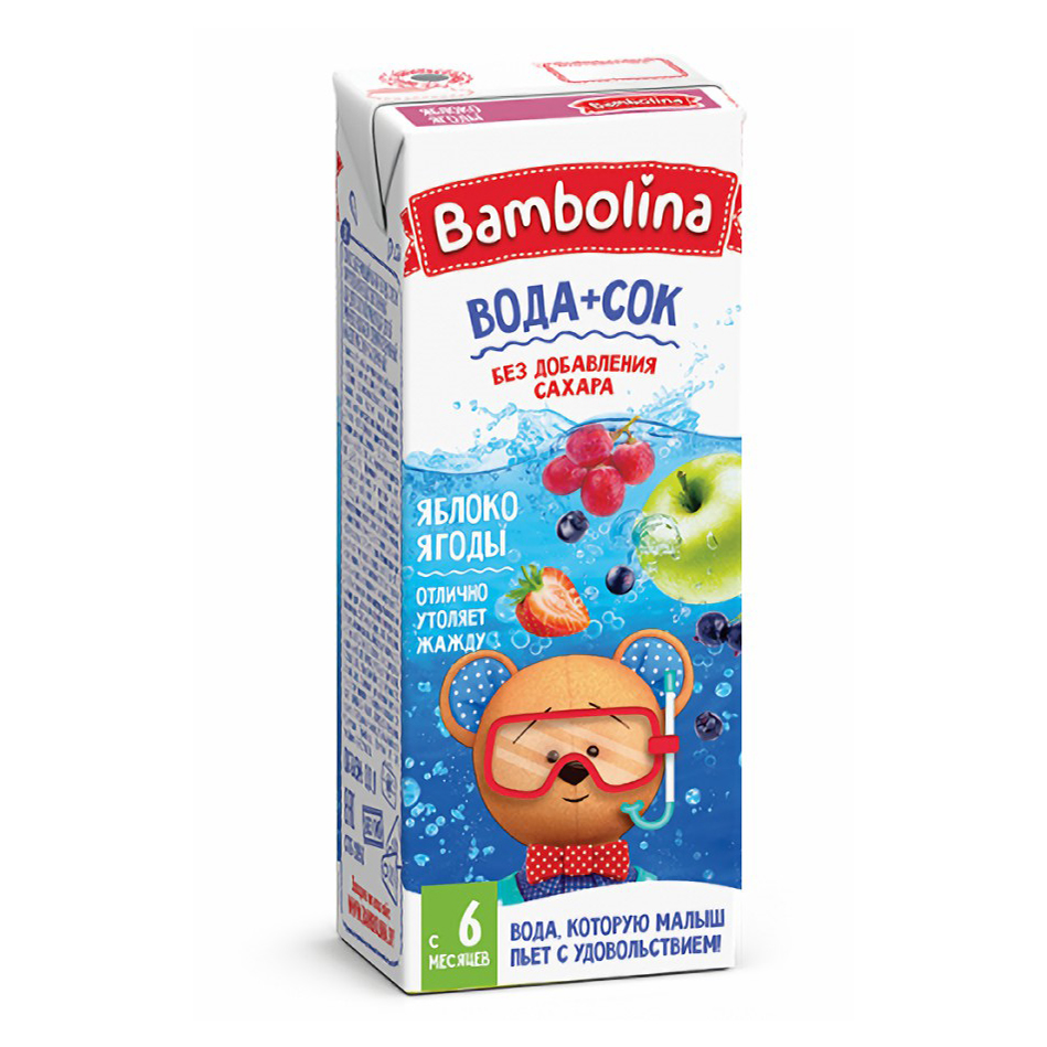 Напиток сокосодержащий детский Bambolina яблоко-ягоды осветленный с 6 месяцев 0,2 л