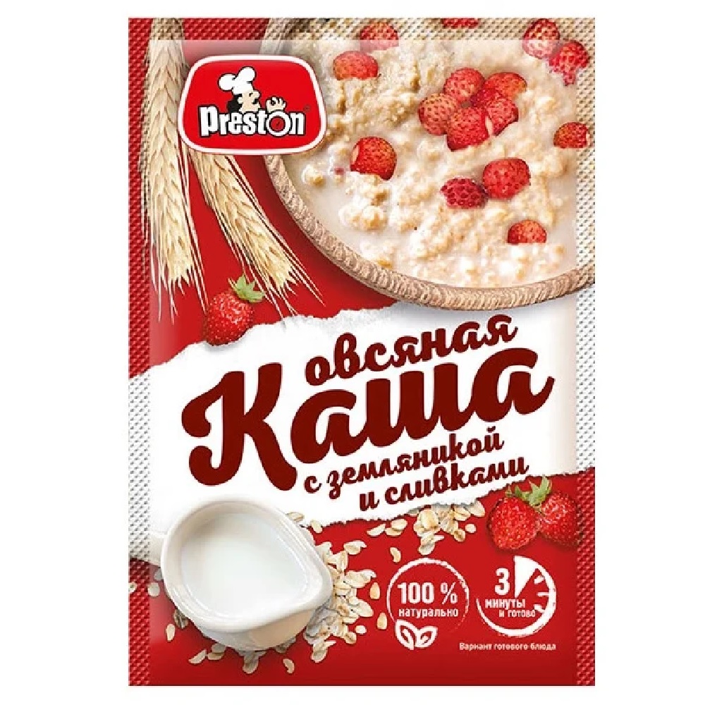 

Каша овсяная Preston Земляника со сливками 37г, Preston