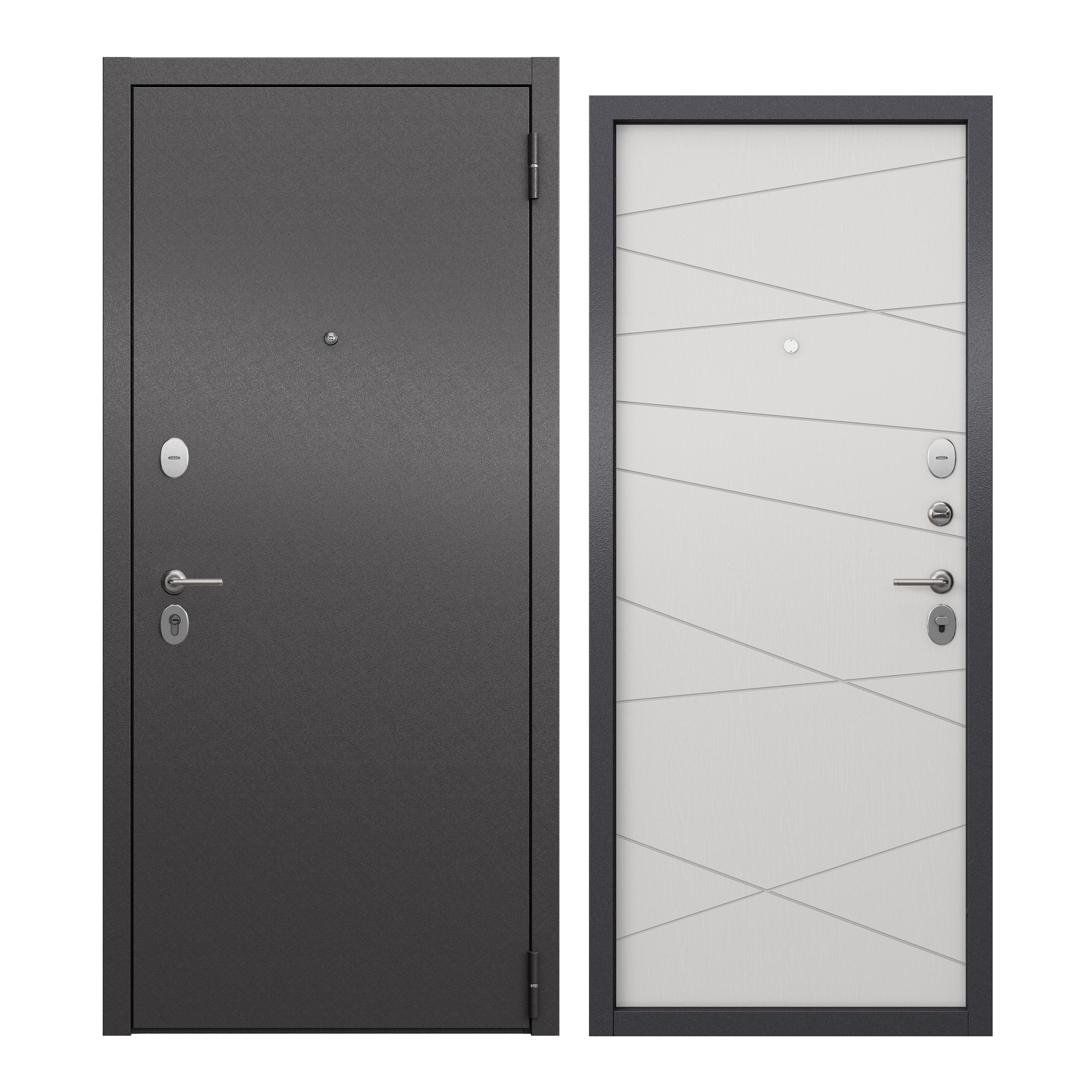 фото Дверь входная для квартиры proline металлическая apartment x 860х2050, правая, серый/белый
