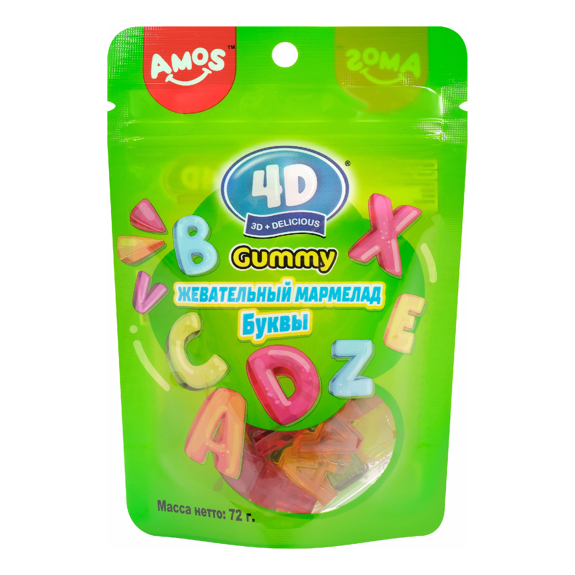 

Мармелад 4D Gummy Буквы жевательный 72 г