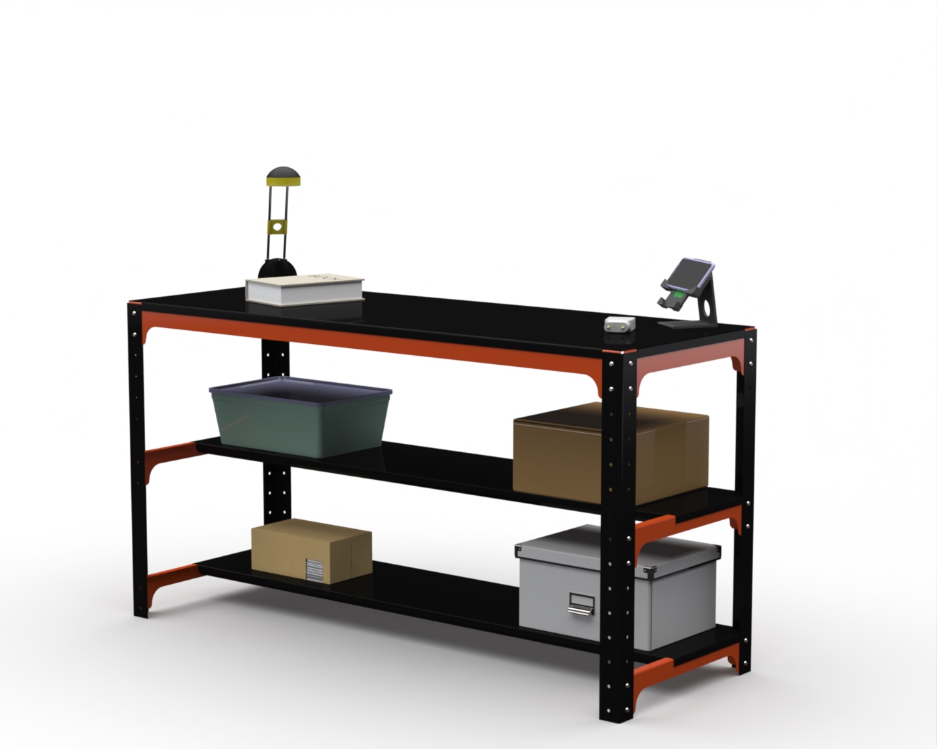 

Стол металлический Metalex серия KIT 750х1400х600 (две полки) (оранжево-черный)