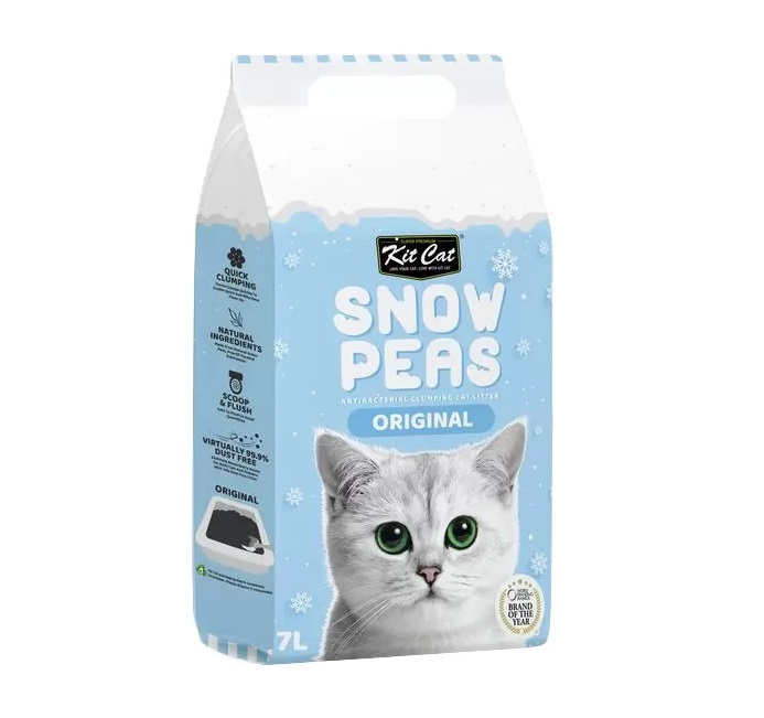 Комкующийся наполнитель Kit Cat Snow Peas растительный, 7 л