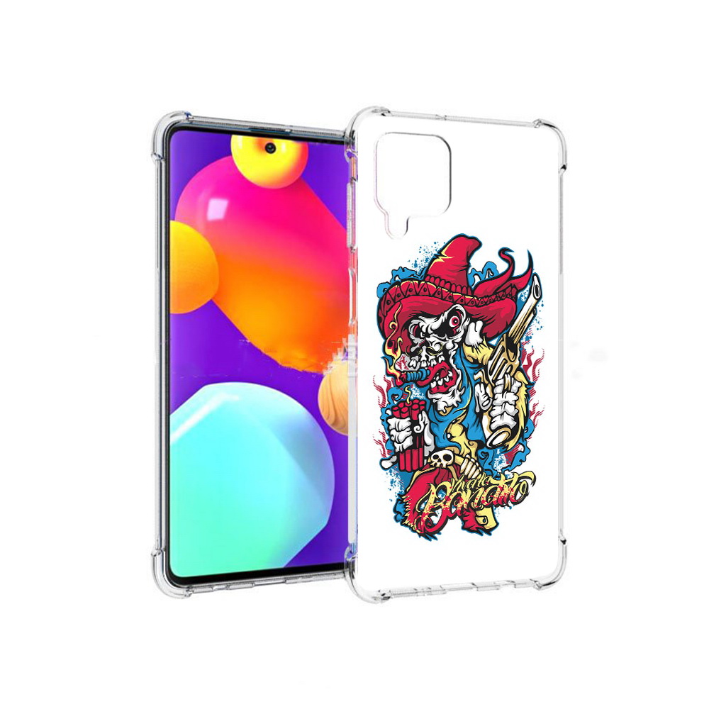 

Чехол MyPads Tocco для Samsung Galaxy M62 нарисованный скелет с писталетом, Прозрачный, Tocco