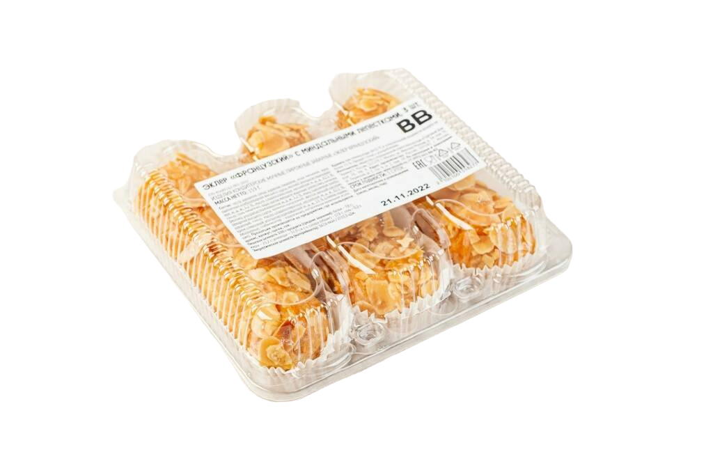 

Пирожные ВкусВилл Эклеры Французские с миндальными лепестками 53 г х 3 шт