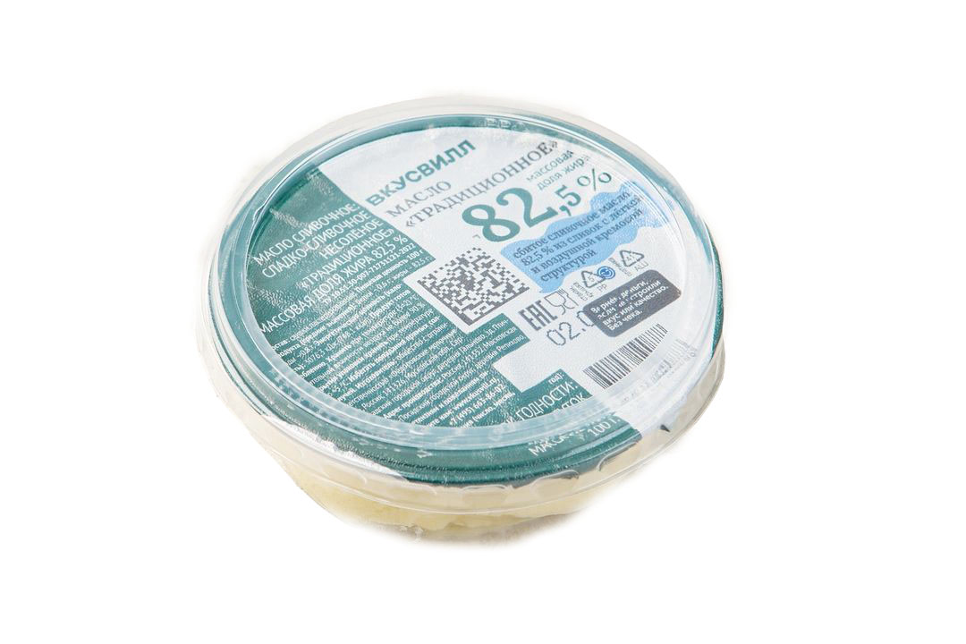 

Масло сливочное ВкусВилл Традиционное сбойное 82,5% 100 г