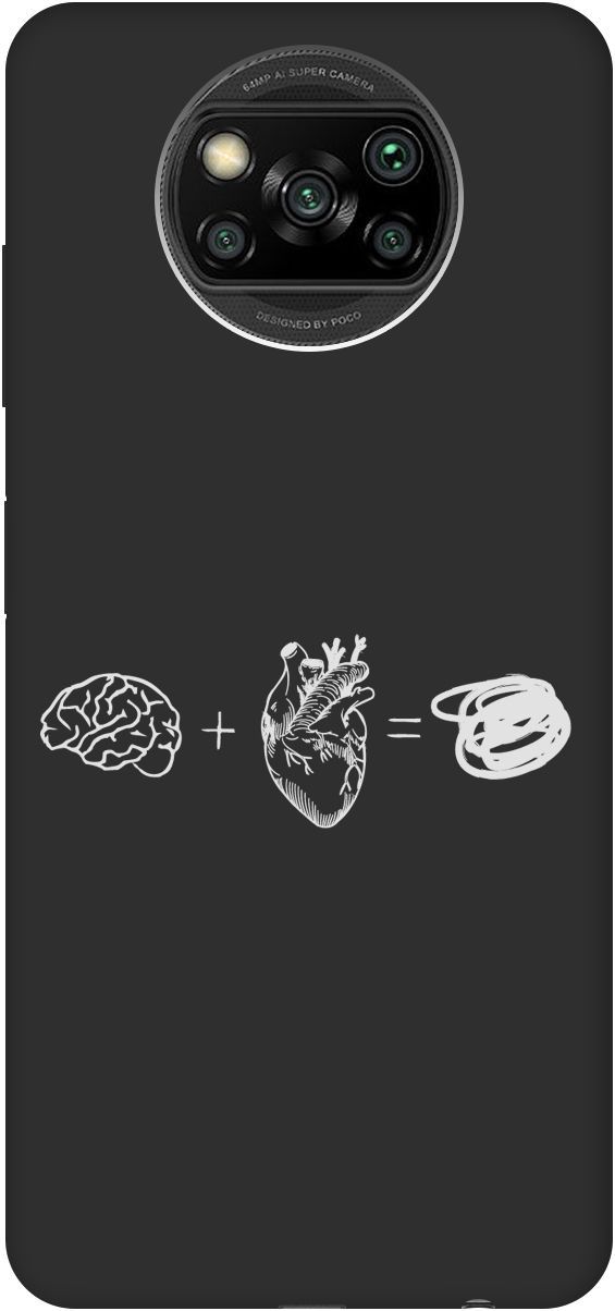 

Чехол на Xiaomi Poco X3 "Brain Plus Heart W" черный, Черный;белый, 8468