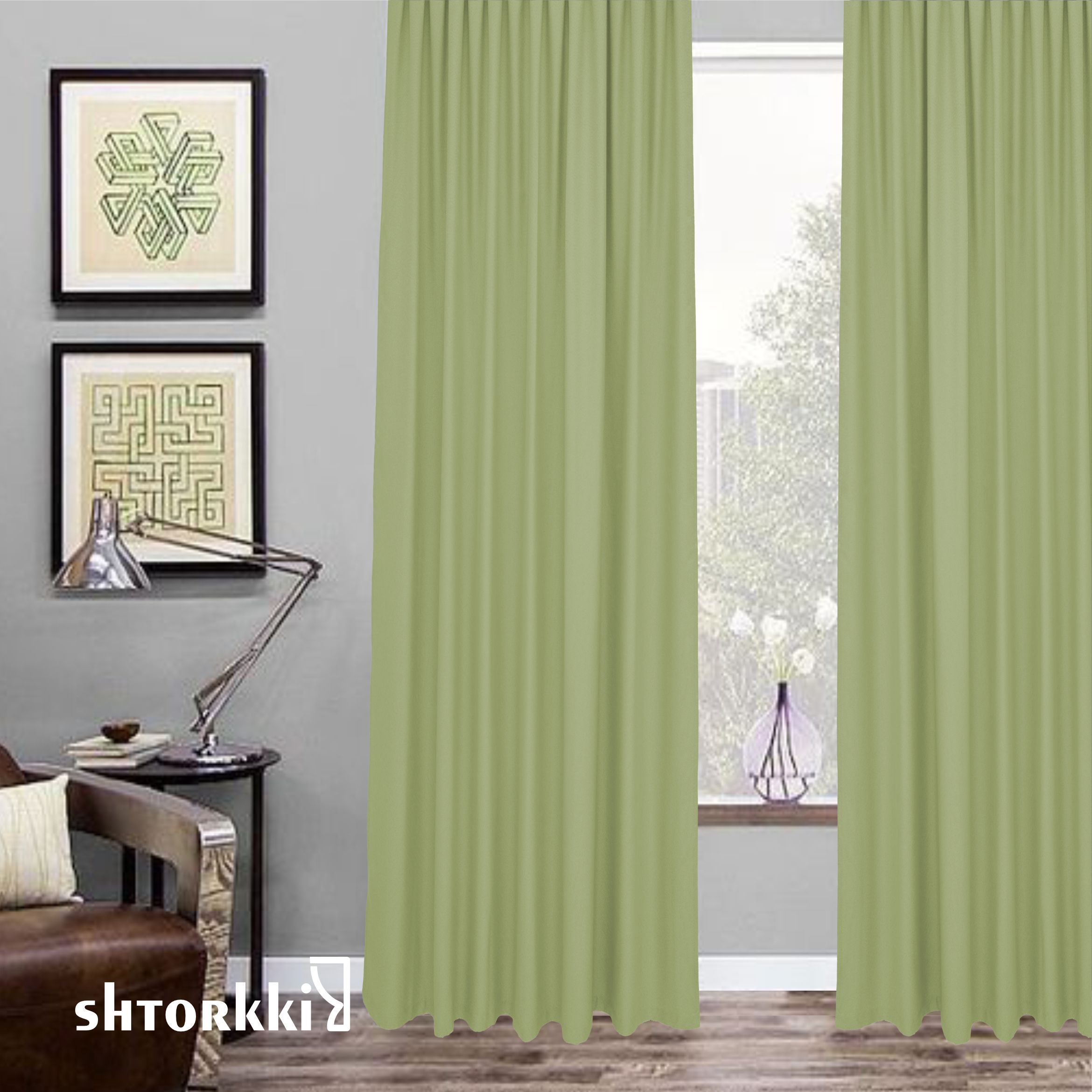 

Шторы интерьерные Shtorkki рогожка Green 200х258 см, IR-6