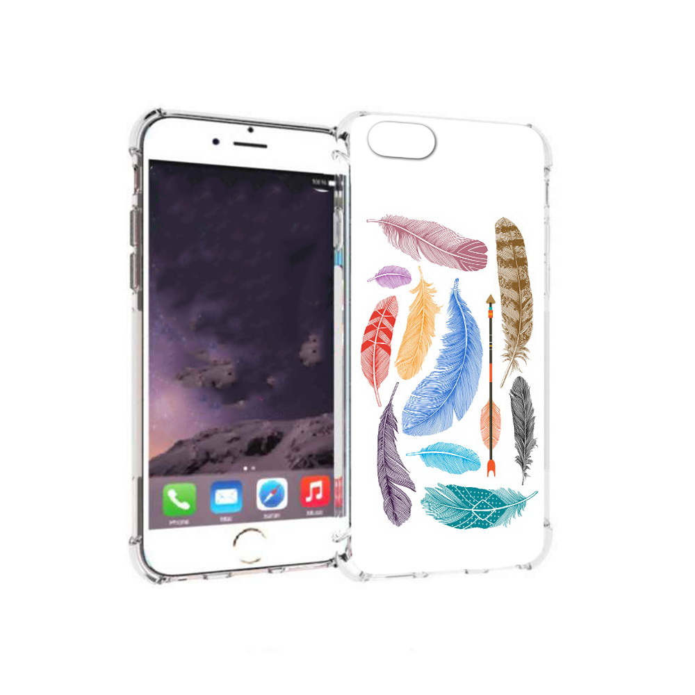 

Чехол MyPads Tocco для Apple iPhone 6 разноцветные перья (PT54043.605.572), Прозрачный, Tocco